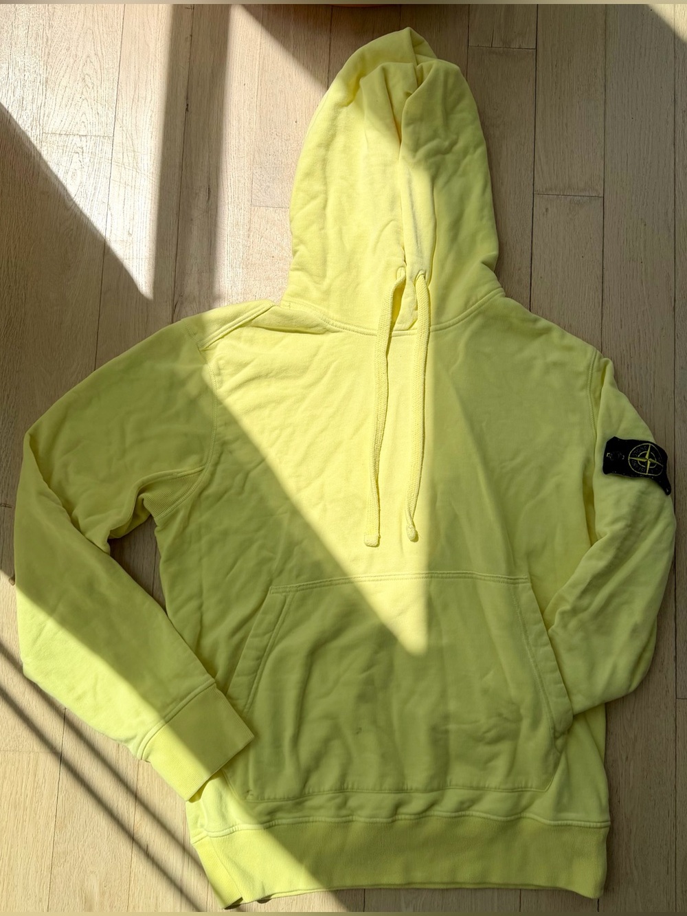 Stone Island Yellow Hoodie with Logo Patch Size L